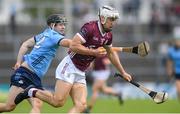 26 May 2024; Daithí Burke of Galway in action against Dara Purcell of Dublin during the Leinster GAA Hurling Senior Championship Round 5 match between Galway and Dublin at Pearse Stadium in Galway. Photo by John Sheridan/Sportsfile