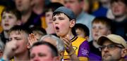 26 May 2024; An anxious Wexford supporter during the Leinster GAA Hurling Senior Championship Round 5 match between Kilkenny and Wexford at UPMC Nowlan Park in Kilkenny. Photo by Ray McManus/Sportsfile