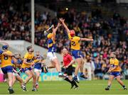 26 May 2024; Ronan Maher of Tipperary in action against Peter Duggan of Clare during the Munster GAA Hurling Senior Championship Round 5 match between Tipperary and Clare at FBD Semple Stadium in Thurles, Tipperary. Photo by Michael P Ryan/Sportsfile