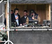 26 May 2024; Michael Duignan and Ger Canning of RTÉ in the commentary box ahead of the Leinster GAA Hurling Senior Championship Round 5 match between Galway and Dublin at Pearse Stadium in Galway. Photo by Daire Brennan/Sportsfile