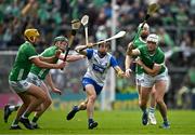 26 May 2024; Jamie Barron of Waterford in action against from left, Cathal O'Neill, Will O'Donoghue and Kyle Hayes of Limerick during the Munster GAA Hurling Senior Championship Round 5 match between Limerick and Waterford at TUS Gaelic Grounds in Limerick Photo by Sam Barnes/Sportsfile