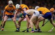 26 May 2024; Darragh Stakelum of Tipperary in action against Conor Cleary of Clare during the Munster GAA Hurling Senior Championship Round 5 match between Tipperary and Clare at FBD Semple Stadium in Thurles, Tipperary. Photo by Michael P Ryan/Sportsfile