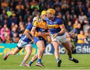 26 May 2024; Mark Rodgers of Clare is tackled by Ronan Maher of Tipperary during the Munster GAA Hurling Senior Championship Round 5 match between Tipperary and Clare at FBD Semple Stadium in Thurles, Tipperary. Photo by Michael P Ryan/Sportsfile
