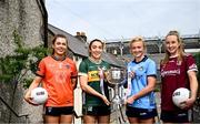 28 May 2024; Pictured at the launch of the 2024 TG4 All-Ireland Ladies Football Championships in Dublin, are senior players, from left, Clodagh McCambridge of Armagh, Aishling O'Connell of Kerry, Carla Rowe of Dublin and Ailbhe Davoren of Galway. All roads lead to Croke Park for the 2024 TG4 All-Ireland Junior, Intermediate and Senior Finals on Sunday August 4, as the Ladies Gaelic Football Association also gets set to celebrate its 50th anniversary on July 18, 2024. #ProperFan. Photo by Ramsey Cardy/Sportsfile