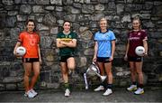 28 May 2024; Pictured at the launch of the 2024 TG4 All-Ireland Ladies Football Championships in Dublin, are senior players, from left, Clodagh McCambridge of Armagh, Aishling O'Connell of Kerry, Carla Rowe of Dublin and Ailbhe Davoren of Galway. All roads lead to Croke Park for the 2024 TG4 All-Ireland Junior, Intermediate and Senior Finals on Sunday August 4, as the Ladies Gaelic Football Association also gets set to celebrate its 50th anniversary on July 18, 2024. #ProperFan. Photo by Ramsey Cardy/Sportsfile