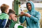 26 May 2024; Injured Limerick player Darragh O’Donovan signs autographs before the Munster GAA Hurling Senior Championship Round 5 match between Limerick and Waterford at TUS Gaelic Grounds in Limerick Photo by Tom Beary/Sportsfile