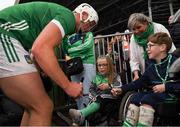 26 May 2024; Kyle Hayes of Limerick with Limerick supporters Nikki Hayes and Paddy O’Sullivan after the Munster GAA Hurling Senior Championship Round 5 match between Limerick and Waterford at TUS Gaelic Grounds in Limerick Photo by Tom Beary/Sportsfile