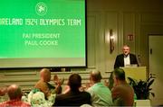 27 May 2024; The FAI recognises the 1924 Olympic Games matches as the first men's international fixtures. Pictured is Pictured is FAI president Paul Cooke at Castleknock Hotel in Dublin. Photo by David Fitzgerald/Sportsfile
