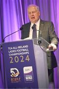 28 May 2024; Pictured at the launch of the 2024 TG4 All-Ireland Ladies Football Championships in Dublin, is Ard Stiúrthóir TG4 Alan Esslemont. All roads lead to Croke Park for the 2024 TG4 All-Ireland Junior, Intermediate and Senior Finals on Sunday August 4, as the Ladies Gaelic Football Association also gets set to celebrate its 50th anniversary on July 18, 2024. #ProperFan. Photo by David Fitzgerald/Sportsfile