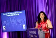 28 May 2024; Pictured at the launch of the 2024 TG4 All-Ireland Ladies Football Championships in Dublin, is Máire Ní Bhraonáin. All roads lead to Croke Park for the 2024 TG4 All-Ireland Junior, Intermediate and Senior Finals on Sunday August 4, as the Ladies Gaelic Football Association also gets set to celebrate its 50th anniversary on July 18, 2024. #ProperFan. Photo by David Fitzgerald/Sportsfile