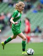 29 May 2024; Leah McLoughlin of Scoil Mhuire, Moycullen, Galway, during the FAI Primary 5s Finals day at Aviva Stadium in Dublin. Photo by Stephen McCarthy/Sportsfile