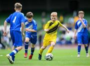 29 May 2024; Eoin Hirrell of Scoil Íosagáin, Buncrana, Inishowen, Donegal, during the FAI Primary 5s Finals day at Aviva Stadium in Dublin. Photo by Stephen McCarthy/Sportsfile
