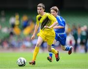 29 May 2024; Cillian Doherty of Scoil Íosagáin, Buncrana, Inishowen, Donegal, during the FAI Primary 5s Finals day at Aviva Stadium in Dublin. Photo by Stephen McCarthy/Sportsfile
