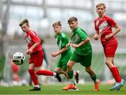 29 May 2024; Fionn Jennings of St Joseph’s PS, Ballinrobe, Mayo, second from right, during the FAI Primary 5s Finals day at Aviva Stadium in Dublin. Photo by Stephen McCarthy/Sportsfile