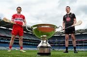 30 May 2024; Christy Ring Cup finalists Derry's Cormac O’Doherty and Kildare's Paddy McKenna during a Joe McDonagh, Christy Ring, Nickey Rackard, Lory Meagher Cup Final media day at Croke Park in Dublin. Photo by Stephen McCarthy/Sportsfile