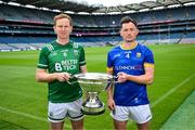 30 May 2024; Lory Meagher Cup finalists Fermanagh's Ryan Bogue and Longford's John Casey during a Joe McDonagh, Christy Ring, Nickey Rackard, Lory Meagher Cup Final media day at Croke Park in Dublin. Photo by Stephen McCarthy/Sportsfile