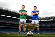 30 May 2024; Lory Meagher Cup finalists Fermanagh's Ryan Bogue and Longford's John Casey during a Joe McDonagh, Christy Ring, Nickey Rackard, Lory Meagher Cup Final media day at Croke Park in Dublin. Photo by Stephen McCarthy/Sportsfile
