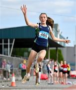 31 May 2024; Ava Wilson of St. Marys New Ross competes in the minor girls long jump during day one of the 123.ie All-Ireland Schools’ Track and Field Championships at Tullamore Harriers Athletics Club in Offaly. Photo by David Fitzgerald/Sportsfile