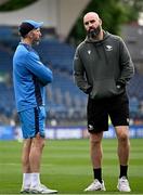 31 May 2024; Leinster backs coach Andrew Goodman speaks with Connacht defence coach Scott Fardy before the United Rugby Championship match between Leinster and Connacht at the RDS Arena in Dublin. Photo by Harry Murphy/Sportsfile