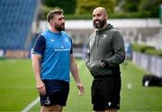 31 May 2024; Jack Conan of Leinster speaks to Connacht defence coach Scott Fardy before the United Rugby Championship match between Leinster and Connacht at the RDS Arena in Dublin. Photo by Harry Murphy/Sportsfile