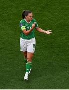 31 May 2024; Katie McCabe of Republic of Ireland reacts during the 2025 UEFA Women's European Championship qualifying match between Republic of Ireland and Sweden at Aviva Stadium in Dublin. Photo by Seb Daly/Sportsfile