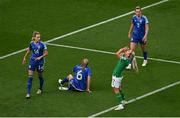 31 May 2024; Lily Agg of Republic of Ireland reacts after a missed opportunity on goal during the 2025 UEFA Women's European Championship qualifying match between Republic of Ireland and Sweden at Aviva Stadium in Dublin. Photo by Seb Daly/Sportsfile