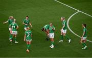31 May 2024; Republic of Ireland players react after conceding their first goal during the 2025 UEFA Women's European Championship qualifying match between Republic of Ireland and Sweden at Aviva Stadium in Dublin. Photo by Seb Daly/Sportsfile