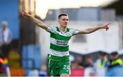 31 May 2024; Johnny Kenny of Shamrock Rovers celebrates after scoring his side's first goal during the SSE Airtricity Men's Premier Division match between Drogheda United and Shamrock Rovers at Weavers Park in Drogheda, Louth. Photo by Shauna Clinton/Sportsfile