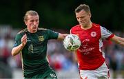 31 May 2024; Jamie Lennon of St Patrick's Athletic in action against David Hurley of Galway United during the SSE Airtricity Men's Premier Division match between St Patrick's Athletic and Galway United at Richmond Park in Dublin. Photo by Stephen Marken/Sportsfile