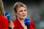 31 May 2024; RTE analyst Lisa Fallon during the 2025 UEFA Women's European Championship qualifying match between Republic of Ireland and Sweden at Aviva Stadium in Dublin. Photo by Ramsey Cardy/Sportsfile