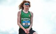 1 June 2024; Conor Penney of Calasanctius College Oranmore, Galway, celebrates a clearance in the inter boys high jump during day two of the 123.ie All-Ireland Schools’ Track and Field Championships at Tullamore Harriers Athletics Club in Offaly. Photo by Sam Barnes/Sportsfile