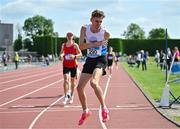 1 June 2024; Sean Cronin of Colaiste Ghlór Na Mara, reacts after finishing second in the senior boys 1500m during day two of the 123.ie All-Ireland Schools’ Track and Field Championships at Tullamore Harriers Athletics Club in Offaly. Photo by Sam Barnes/Sportsfile