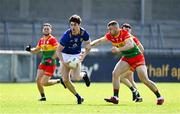 1 June 2024; Jack Kirwan of Wicklow in action against Mark Furey of Carlow during the Tailteann Cup Group 3 Round 4 match between Wicklow and Carlow at Parnell Park in Dublin. Photo by Daire Brennan/Sportsfile