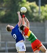 1 June 2024; Eric Molloy of Carlow in action against Craig Maguire of Wicklow during the Tailteann Cup Group 3 Round 4 match between Wicklow and Carlow at Parnell Park in Dublin. Photo by Daire Brennan/Sportsfile