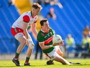 1 June 2024; Stephen Coen of Mayo clears during the GAA Football All-Ireland Senior Championship Round 2 match between Roscommon and Mayo at Dr Hyde Park in Roscommon. Photo by Ben McShane/Sportsfile