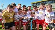1 June 2024; The Tyrone players celebrate after the Electric Ireland Corn Jerome O'Leary Celtic Challenge final match between Tyrone and Sligo at Fr Tierney Park in Ballyshannon, Donegal. Photo by Oliver McVeigh/Sportsfile