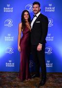 1 June 2024; Caelan Doris and Faye Richardson on arrival at the 2024 Leinster Rugby Awards Ball at The InterContinental Hotel in Dublin. Photo by Harry Murphy/Sportsfile