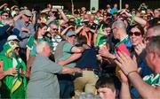 1 June 2024; Michael Duignan, the Offaly County Board Chairman, centre, is congratulated after the oneills.com GAA Hurling All-Ireland U20 Championship final match between Offaly and Tipperary at UPMC Nowlan Park in Kilkenny. Photo by Ray McManus/Sportsfile