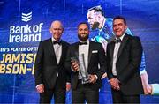 1 June 2024; Jamison Gibson-Park is presented with the Bank of Ireland Men’s Player’s Player of the Year award by Myles O’Grady of Bank of Ireland and Leinster Rugby president Billy Murphy during the 2024 Leinster Rugby Awards Ball at The InterContinental Hotel in Dublin. Photo by Harry Murphy/Sportsfile