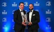 1 June 2024; Jamison Gibson-Park is presented with the Bank of Ireland Men’s Player’s Player of the Year award by Myles O’Grady of Bank of Ireland during the 2024 Leinster Rugby Awards Ball at The InterContinental Hotel in Dublin. Photo by Harry Murphy/Sportsfile