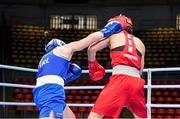 2 June 2024; Grainne Walsh of Ireland, left, in action against Ani Hovsepyan of Armenia during their Women's 66kg Quarterfinals at the Paris 2024 Olympic Boxing Qualification Tournament at Hua Mak Indoor Stadium in Bangkok, Thailand. Photo by Joe Walsh/Sportsfile