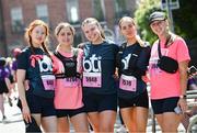 2 June 2024; Participants Megan Doherty, Mia Finnegan, Kim Clarke, Kate Keenan and Keelin Lambart pose for a portrait before the 2024 Vhi Women’s Mini Marathon. More than 25,000 women from all over the country took to the streets of Dublin to run, walk and jog the 10km route, raising much needed funds for hundreds of charities around the country. For further information please log on to www.vhiwomensminimarathon.ie. Photo by Ramsey Cardy/Sportsfile