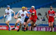 2 June 2024; Mark Grace of Kildare is tackled by Mark Craig of Derry during the Christy Ring Cup final match between Kildare and Derry at Croke Park in Dublin. Photo by Ray McManus/Sportsfile