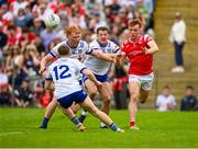 2 June 2024; Ciaran Keenan of Louth in action against Ryan O'Toole and Ryan Wylie of Monaghan during the GAA Football All-Ireland Senior Championship Round 2 match between Monaghan and Louth at St Tiernach's Park in Clones, Monaghan. Photo by Philip Fitzpatrick/Sportsfile