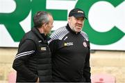 2 June 2024; Tyrone joint-managers Brian Dooher and Feargal Logan before the GAA Football All-Ireland Senior Championship Round 2 match between Tyrone and Clare at O'Neill's Healy Park in Omagh, Tyrone. Photo by Oliver McVeigh/Sportsfile