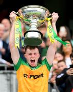 2 June 2024; The Donegal captain Conor Gartland lifts the Nickey Rackard Cup after the Nickey Rackard Cup final match between Donegal and Mayo at Croke Park in Dublin. Photo by Ray McManus/Sportsfile