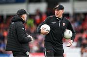 2 June 2024; Armagh selector Kieran Donaghy, right, and manager Kieran McGeeney before the GAA Football All-Ireland Senior Championship Round 2 match between Derry and Armagh at Celtic Park in Derry. Photo by Seb Daly/Sportsfile