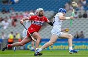2 June 2024; Daire Guerin of Kildare is tackled by Mark Craig of Derry during the Christy Ring Cup final match between Kildare and Derry at Croke Park in Dublin. Photo by Ray McManus/Sportsfile