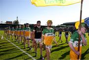 1 June 2024; Offaly captain Dan Bourke, 11, leads his team in the pre-match parade before the oneills.com GAA Hurling All-Ireland U20 Championship final match between Offaly and Tipperary at UPMC Nowlan Park in Kilkenny. Photo by Ray McManus/Sportsfile
