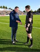 1 June 2024; Tipperary manager Brendan Cummins and referee Seán Stack before the oneills.com GAA Hurling All-Ireland U20 Championship final match between Offaly and Tipperary at UPMC Nowlan Park in Kilkenny. Photo by Ray McManus/Sportsfile